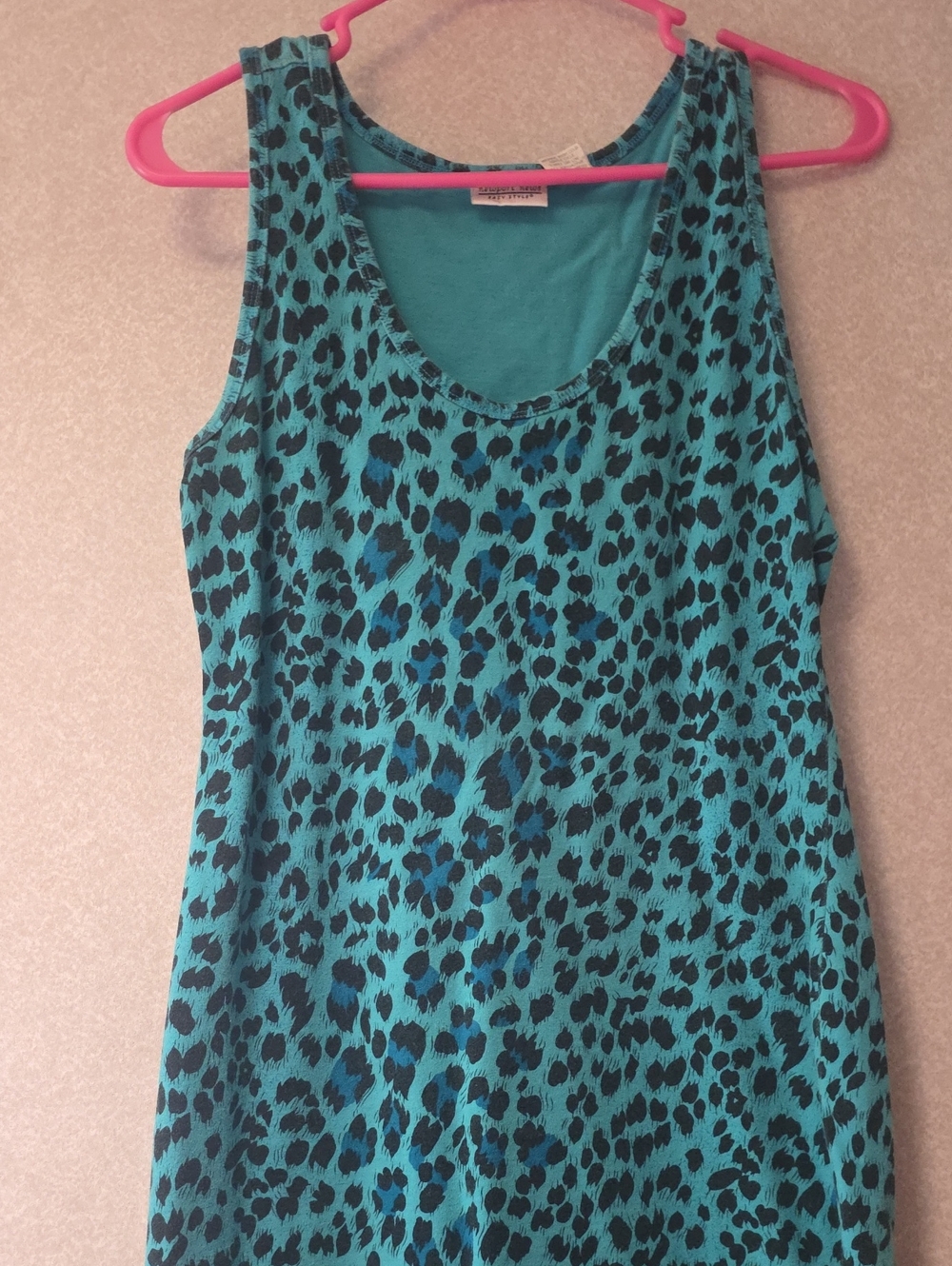 Newport News Teal and Black Leopard Print Tank